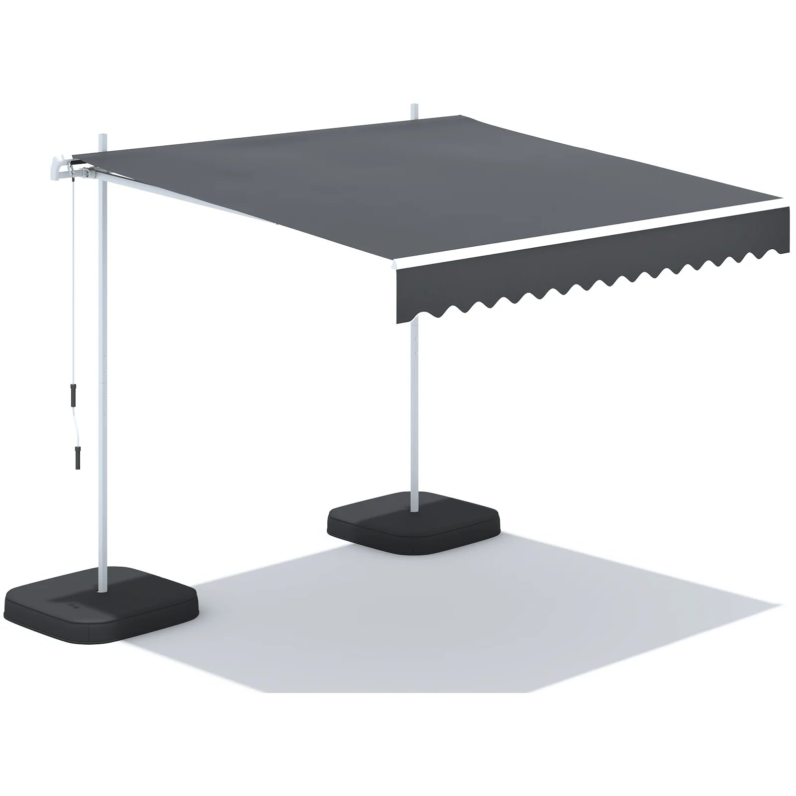AECOJOY Free Standing Retractable Awning, 10'x8' Patio Awnings Outdoor Manual Sun Shade Shelter, Dark Grey