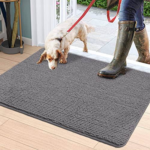 DEXI Door Mat Entryway Doormat Front Entrance Non-Slip Low Profile Washable for Inside Entry 31.5"X47",Grey