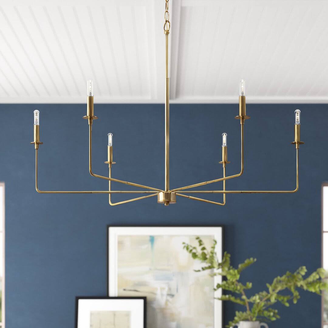 Mager 6 - Light Candle Style Classic Chandelier Finish: Warm Brass