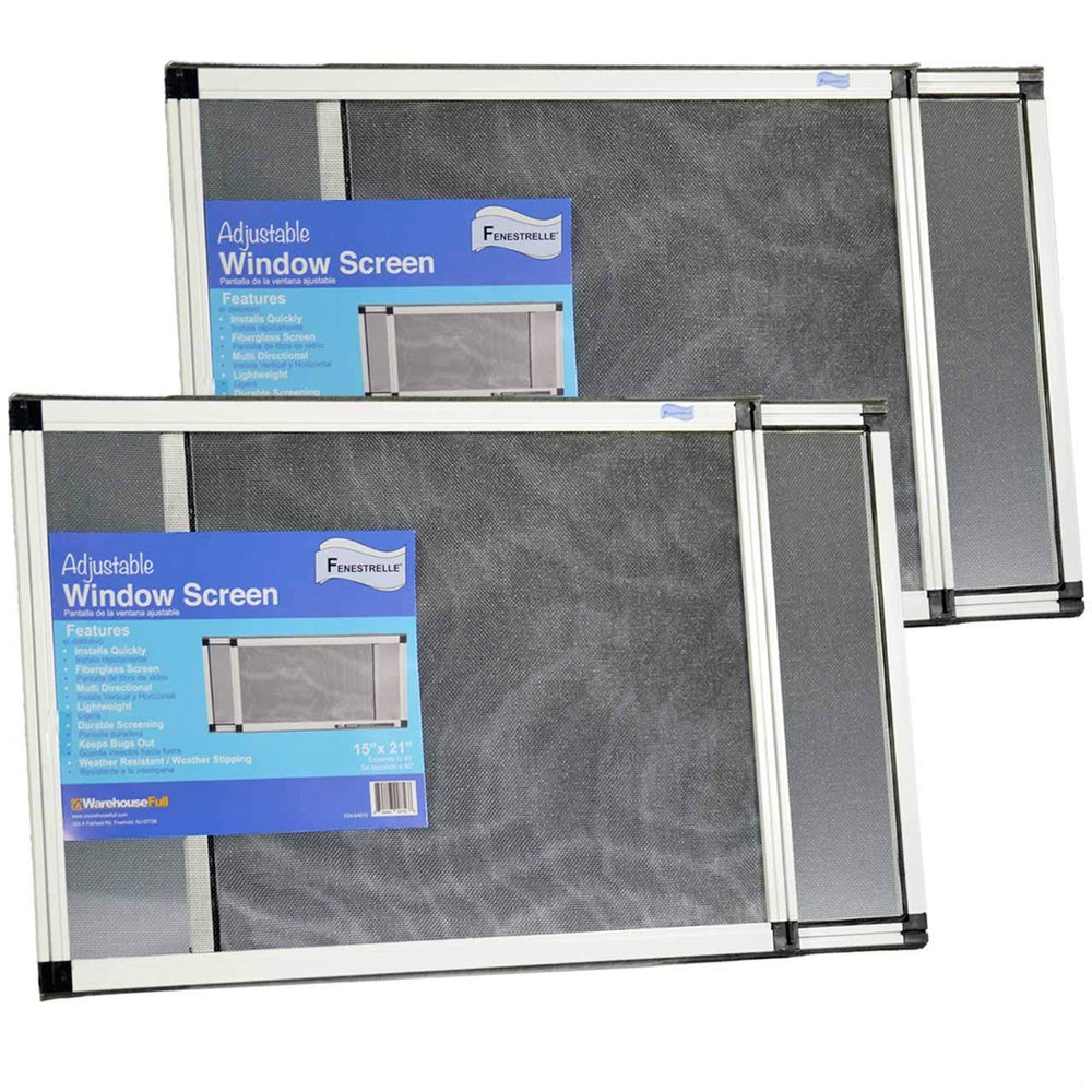 Fenestrelle Expandable Window Screen, 2 Way Adjustable, Horizontal (15"H x 21-40"w) or Convert to Vertical (21"H x 15-28"w) - 2 Pack