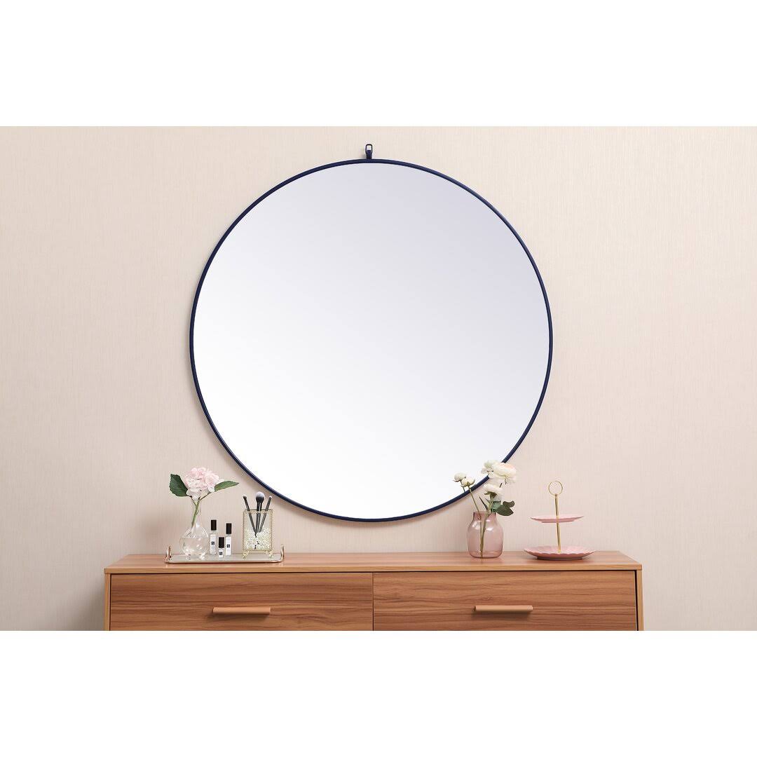 Cassie Round Wall Mirror Finish: Blue, Size: 45" x 45"