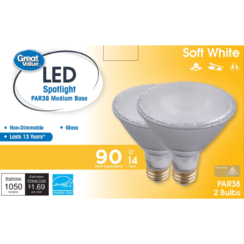 Great Value LED Light Bulb 90W Eqv. PAR38 Warmwhite 2 Pack