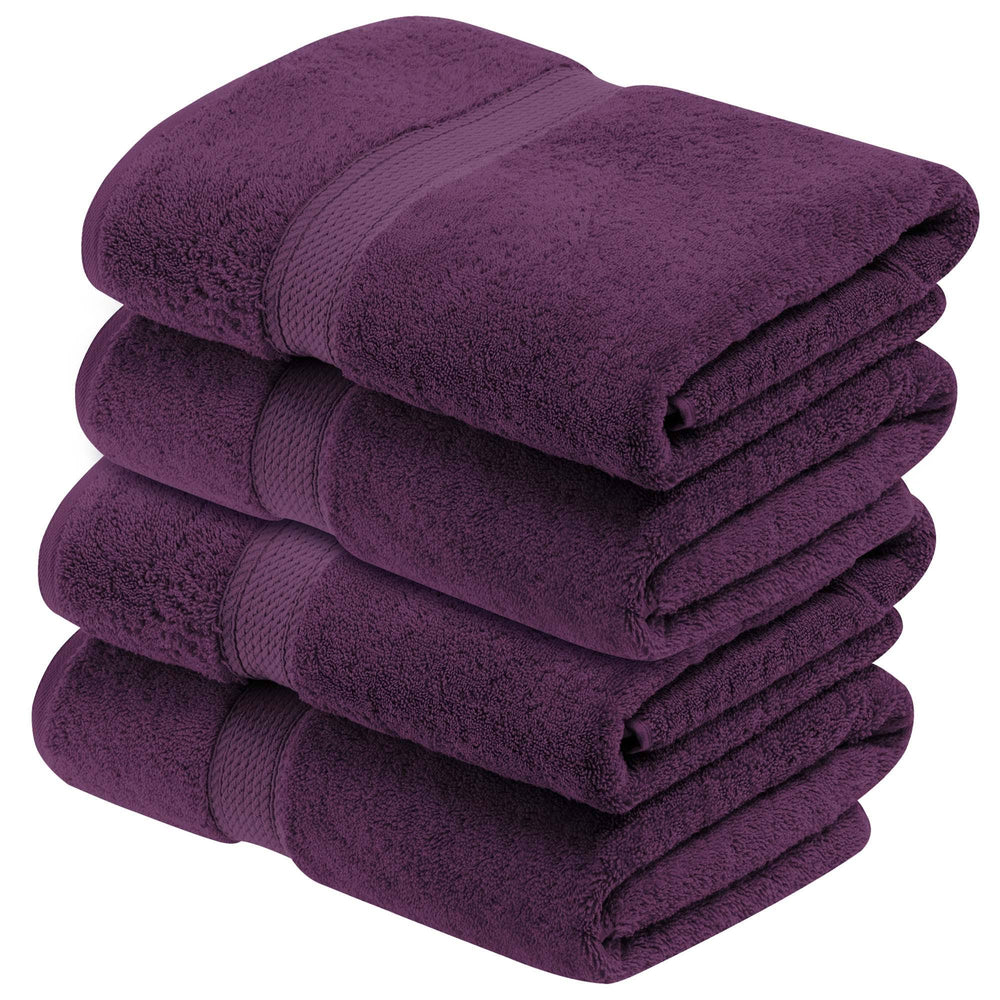 Superior Egyptian Cotton Plush Absorbent 4-pc Bath Towel Set ,Plum